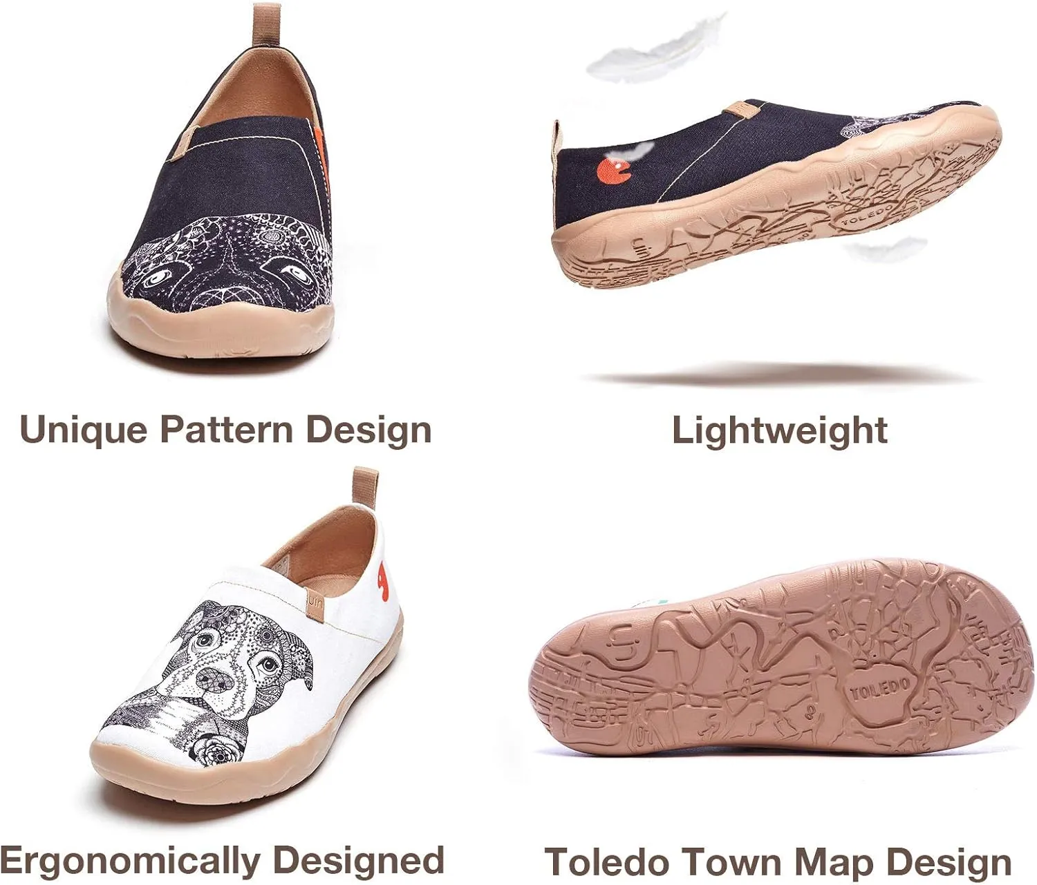 UIN Men's Art Design Travel Shoes Slip On Casual Loafers Stylish Lightweight Comfort Fashion Sneaker
