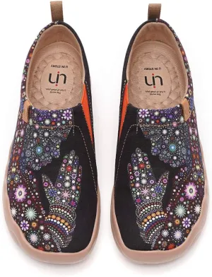 UIN Men's Walking Travel Shoes Slip On Canvas Casual Loafers Lightweight Comfort Art Painted Fashion Sneaker Pray for Goddness (9.5)