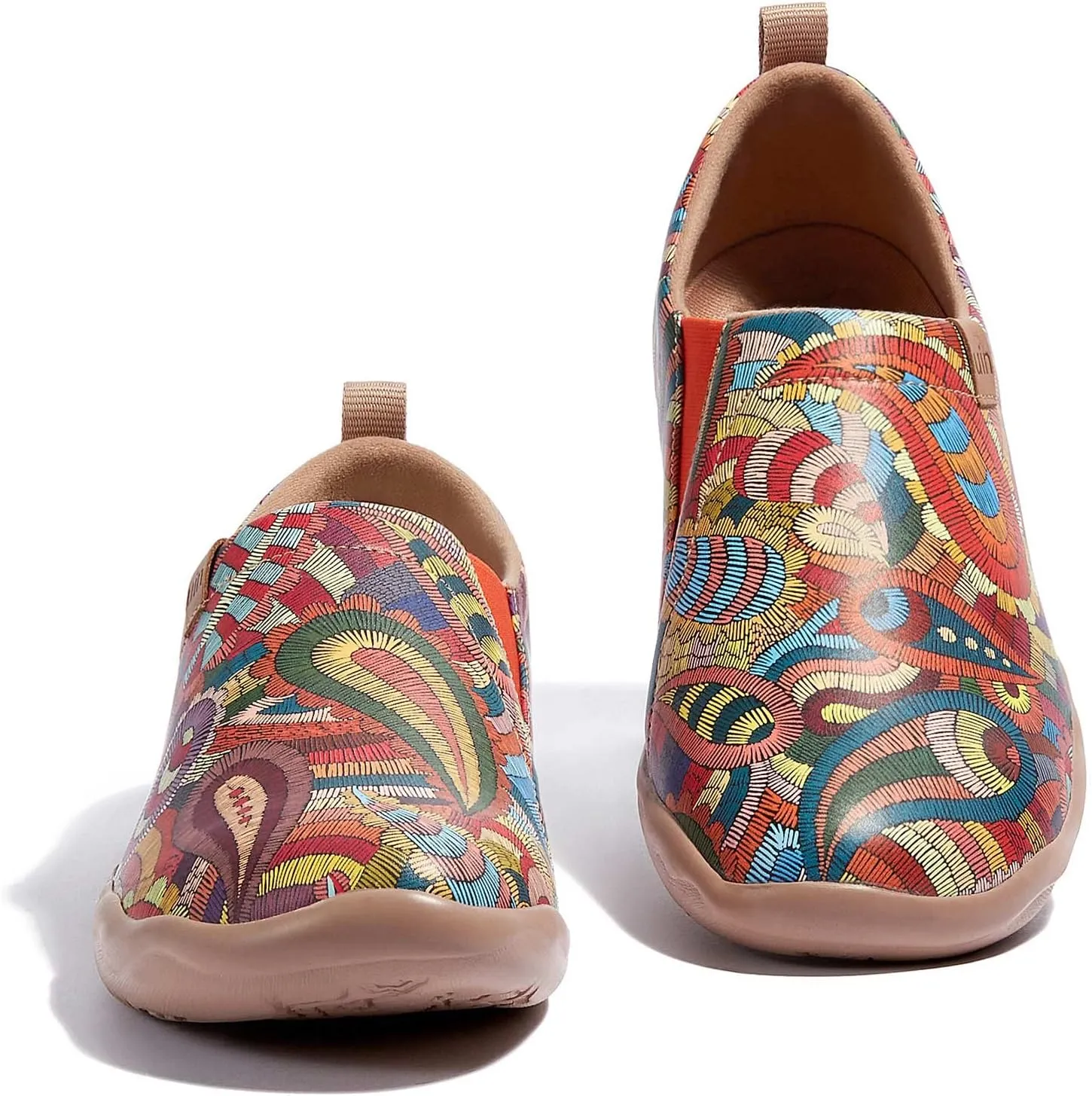 UIN Women's Artistic Design Slip-On Microfiber PU Shoes Stylish Comfortable Casual Loafers Lightweight Everyday Travel Footwear