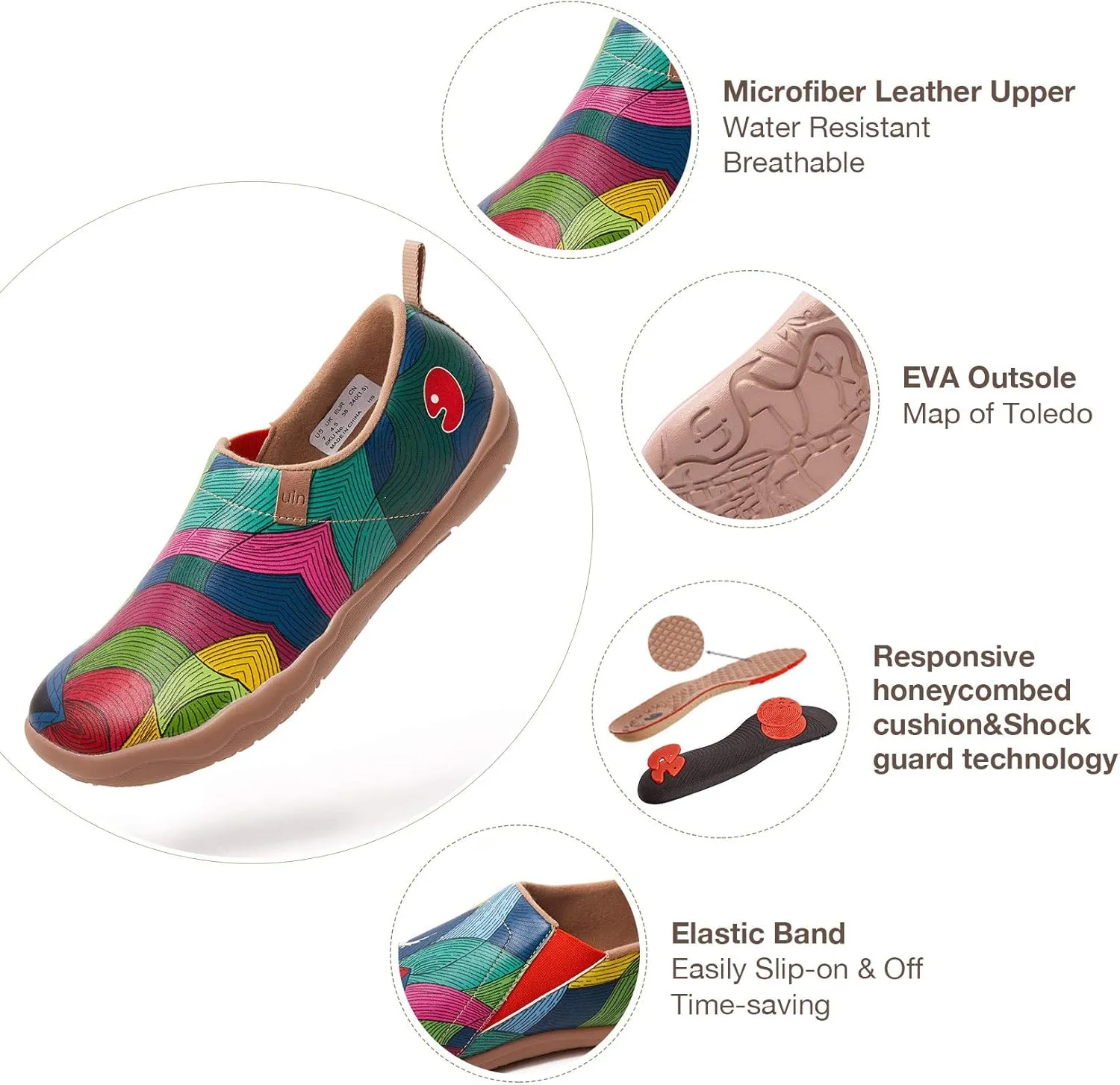 UIN Women's Artistic Design Slip-On Microfiber PU Shoes Stylish Comfortable Casual Loafers Lightweight Everyday Travel Footwear