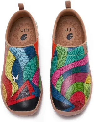 UIN Women's Artistic Design Slip-On Microfiber PU Shoes Stylish Comfortable Casual Loafers Lightweight Everyday Travel Footwear