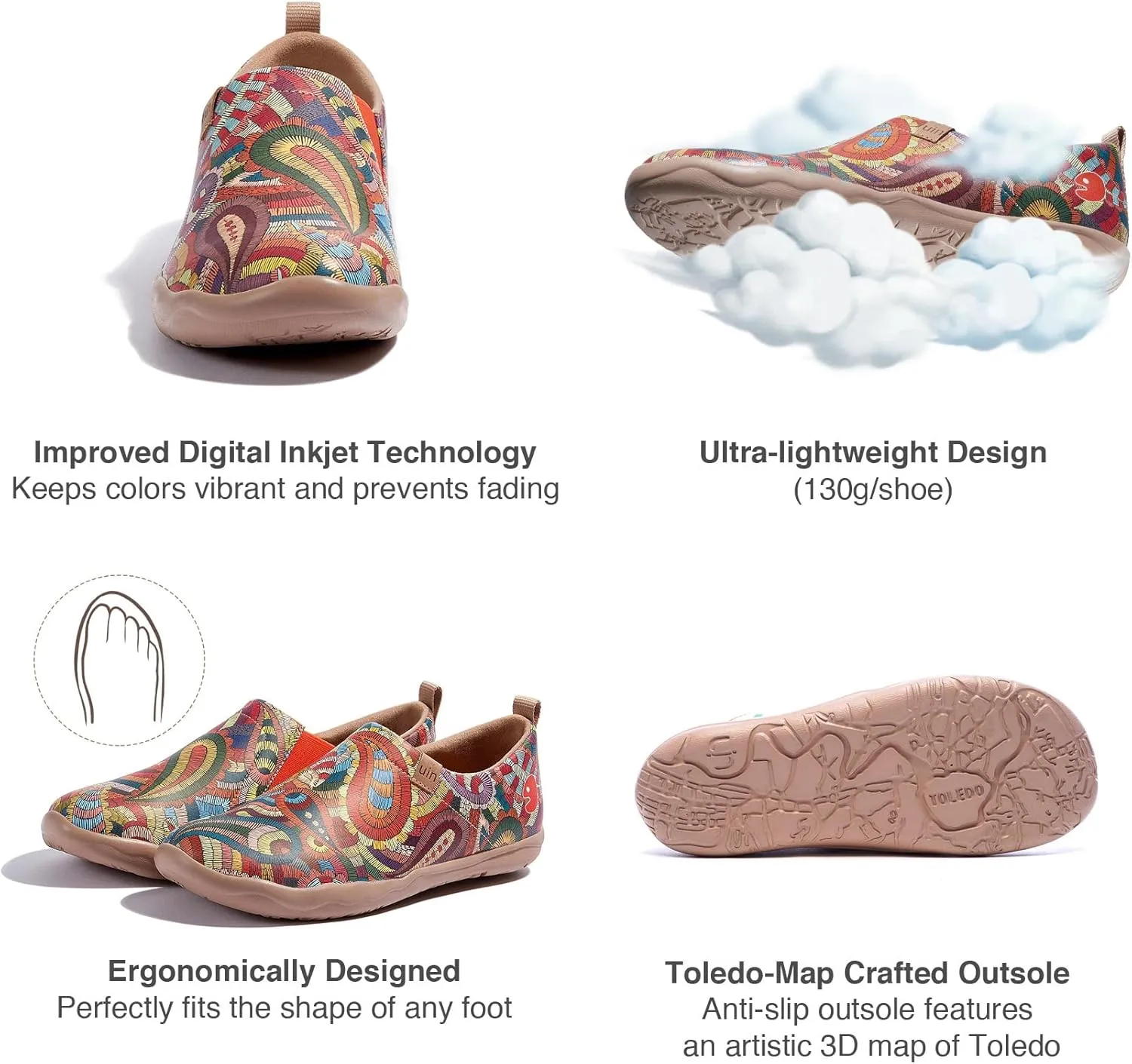 UIN Women's Artistic Design Slip-On Microfiber PU Shoes Stylish Comfortable Casual Loafers Lightweight Everyday Travel Footwear
