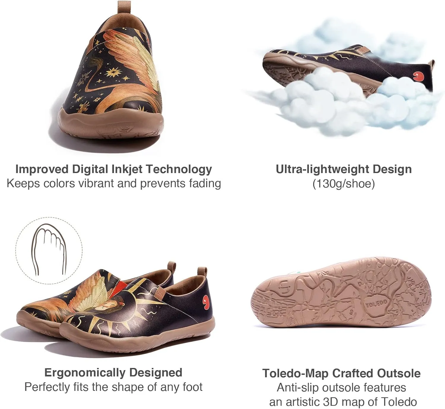 UIN Women's Artistic Design Slip-On Microfiber PU Shoes Stylish Comfortable Casual Loafers Lightweight Everyday Travel Footwear