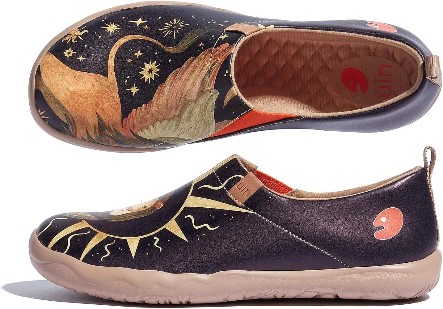 UIN Women's Artistic Design Slip-On Microfiber PU Shoes Stylish Comfortable Casual Loafers Lightweight Everyday Travel Footwear