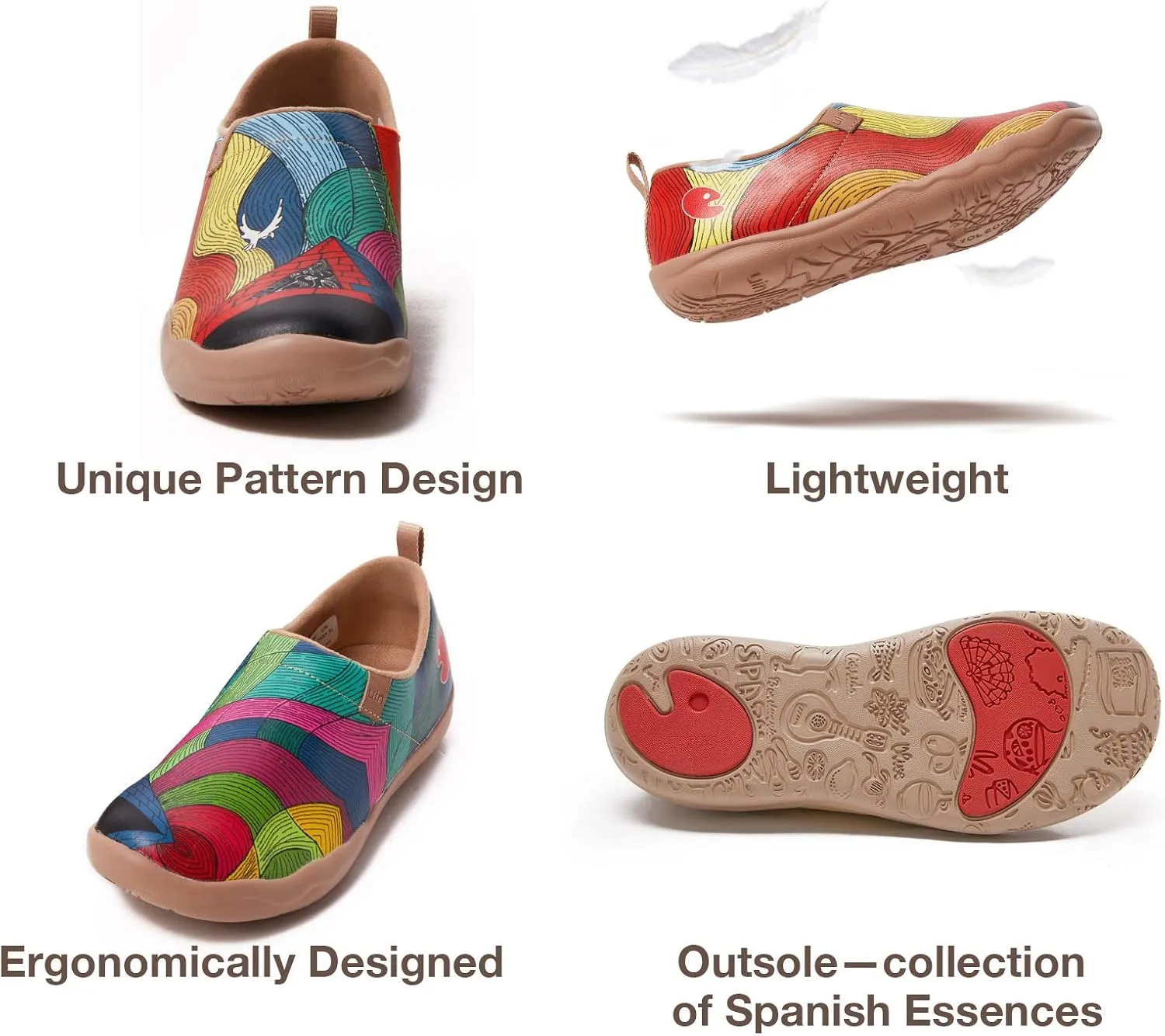 UIN Women's Artistic Design Slip-On Microfiber PU Shoes Stylish Comfortable Casual Loafers Lightweight Everyday Travel Footwear