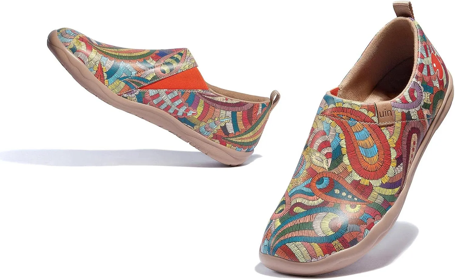UIN Women's Artistic Design Slip-On Microfiber PU Shoes Stylish Comfortable Casual Loafers Lightweight Everyday Travel Footwear