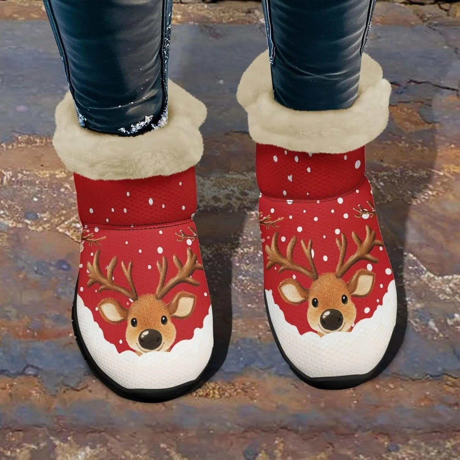 UNICEU Winter Boots for Women Warm Faux Fur Lined Ankle Booties Soft Cozy Fluffy Fuzzy Boots Christmas Snow Boots