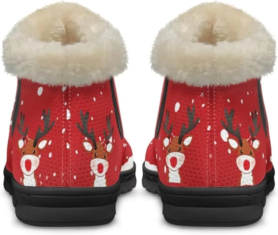 UNICEU Winter Boots for Women Warm Faux Fur Lined Ankle Booties Soft Cozy Fluffy Fuzzy Boots Christmas Snow Boots
