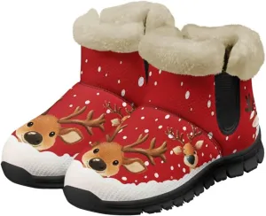 UNICEU Winter Boots for Women Warm Faux Fur Lined Ankle Booties Soft Cozy Fluffy Fuzzy Boots Christmas Snow Boots