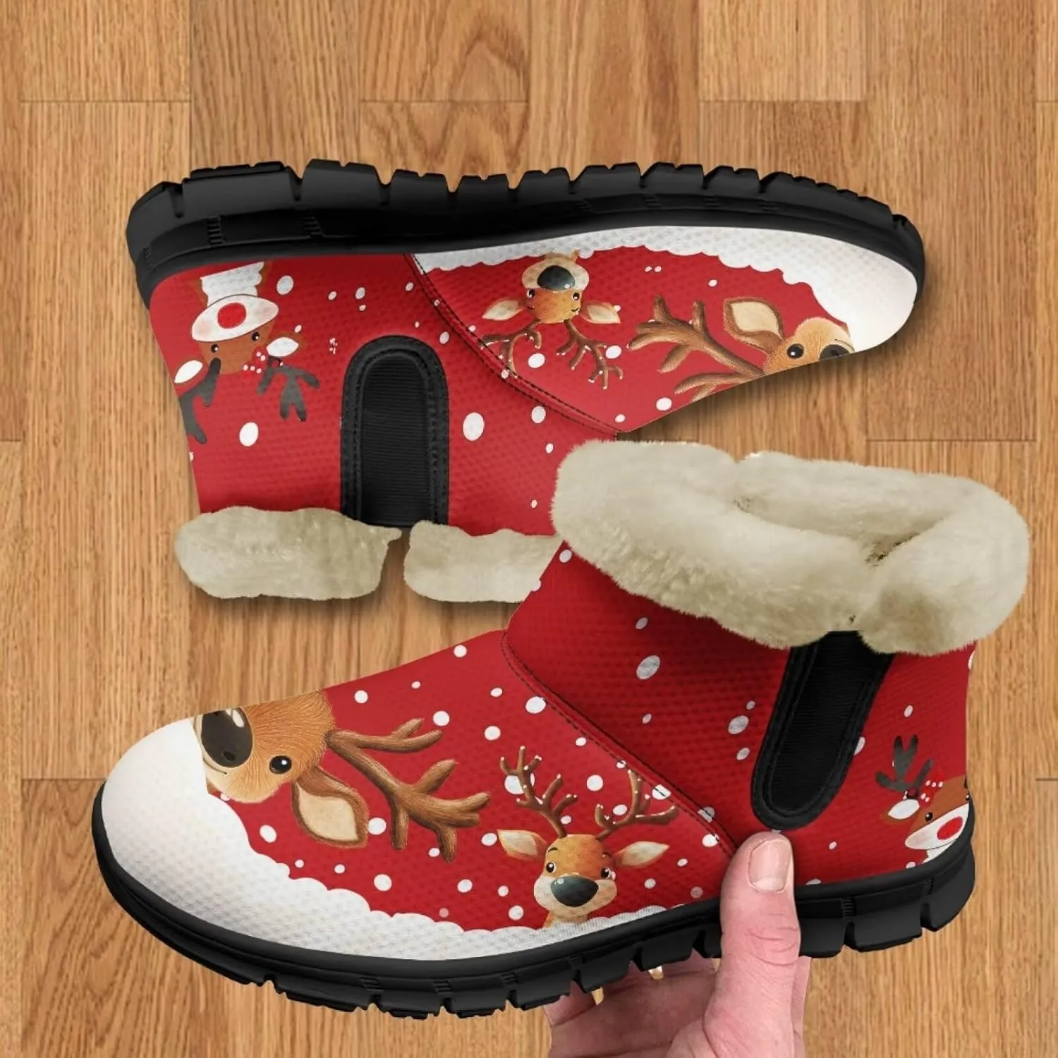 UNICEU Winter Boots for Women Warm Faux Fur Lined Ankle Booties Soft Cozy Fluffy Fuzzy Boots Christmas Snow Boots