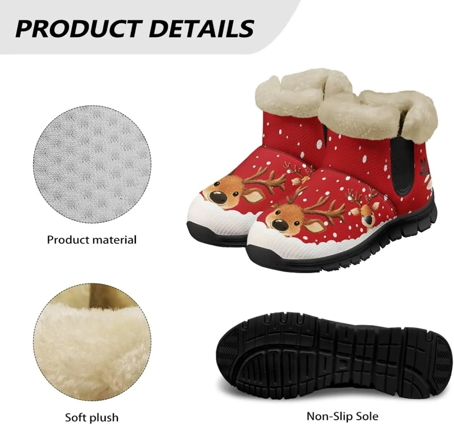 UNICEU Winter Boots for Women Warm Faux Fur Lined Ankle Booties Soft Cozy Fluffy Fuzzy Boots Christmas Snow Boots