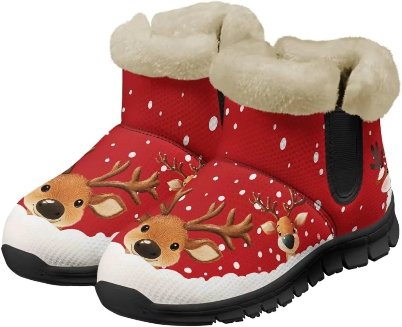UNICEU Winter Boots for Women Warm Faux Fur Lined Ankle Booties Soft Cozy Fluffy Fuzzy Boots Christmas Snow Boots