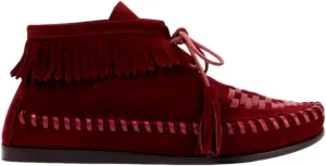 UniqueStride Fringes Suede Ankle Boots Tassels Stitching Flat Booties Slouchy Lace Up Short Boots