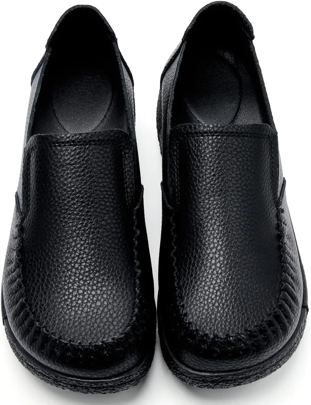 UZB Women's Slip On Loafer Leather Comfort Casual Platform Shoes