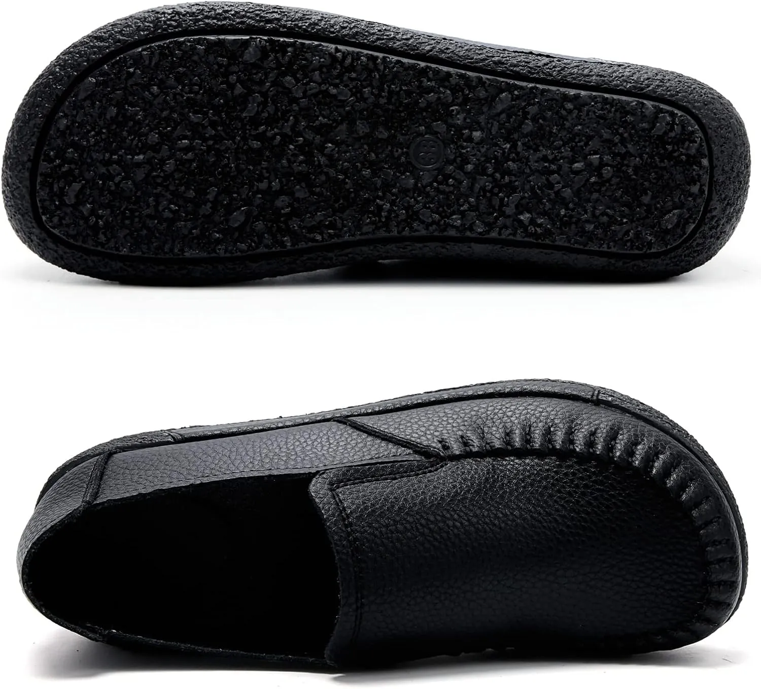 UZB Women's Slip On Loafer Leather Comfort Casual Platform Shoes