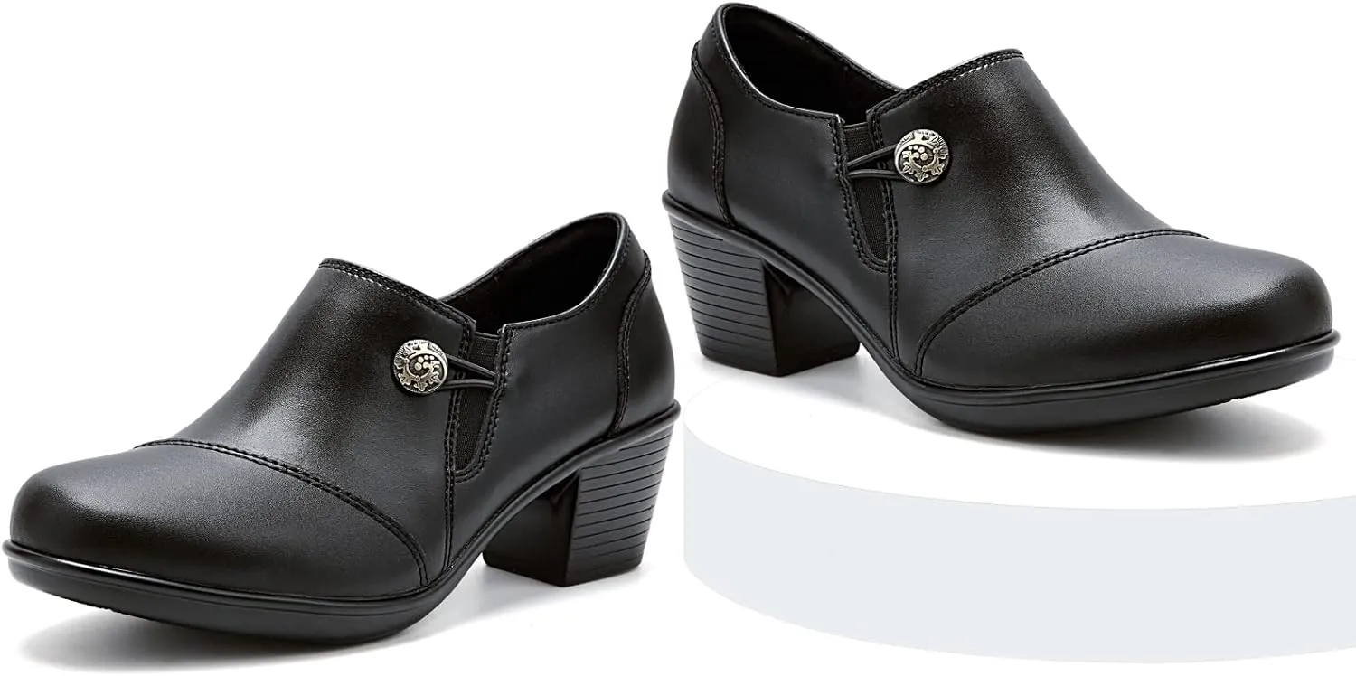 UZB Women's Slip-On Loafer Zip Leather Pump Shoes