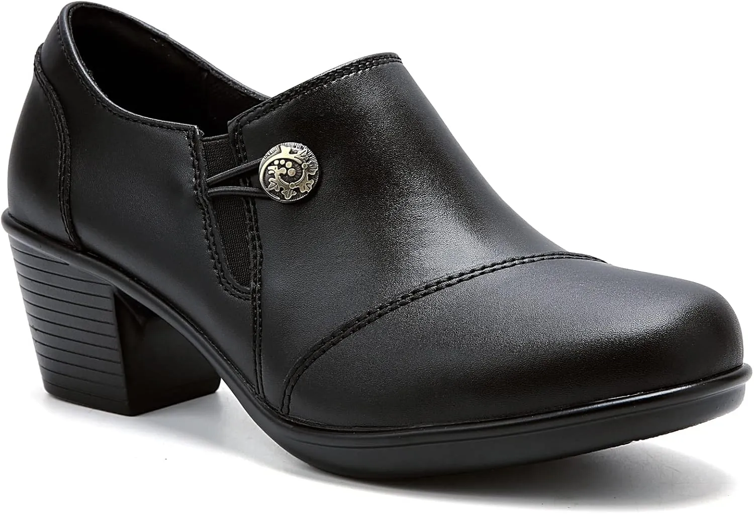 UZB Women's Slip-On Loafer Zip Leather Pump Shoes