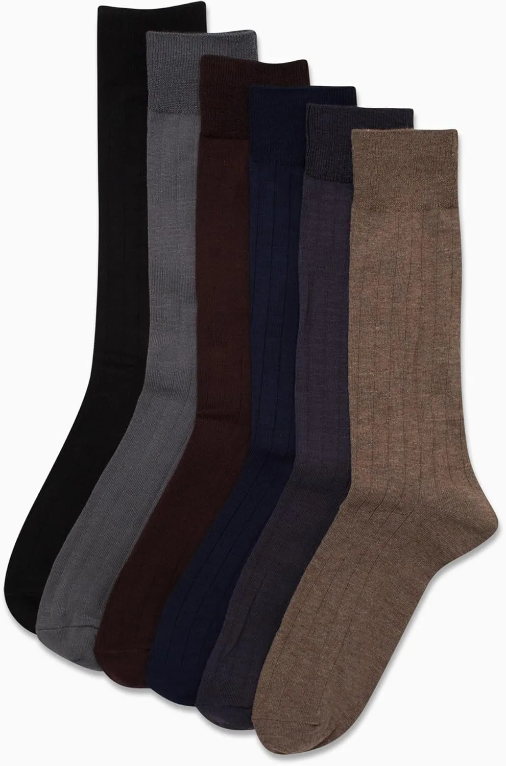 Van Heusen Men's Dress Socks - 7 Pack Premium Stretch Moisture Wicking Crew Socks with Reinforced Heel and Toe (Size: 6-12.5)