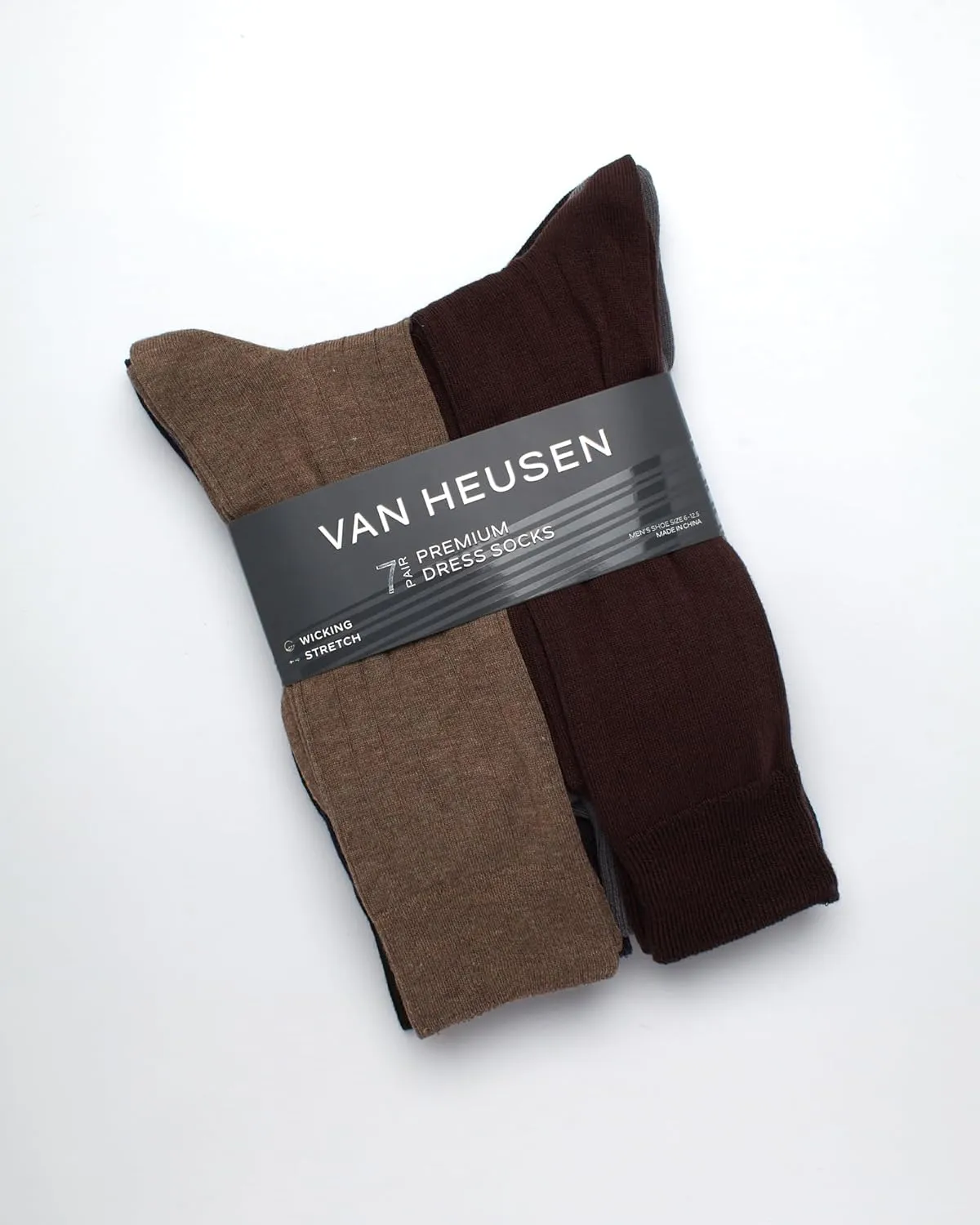 Van Heusen Men's Dress Socks - 7 Pack Premium Stretch Moisture Wicking Crew Socks with Reinforced Heel and Toe (Size: 6-12.5)