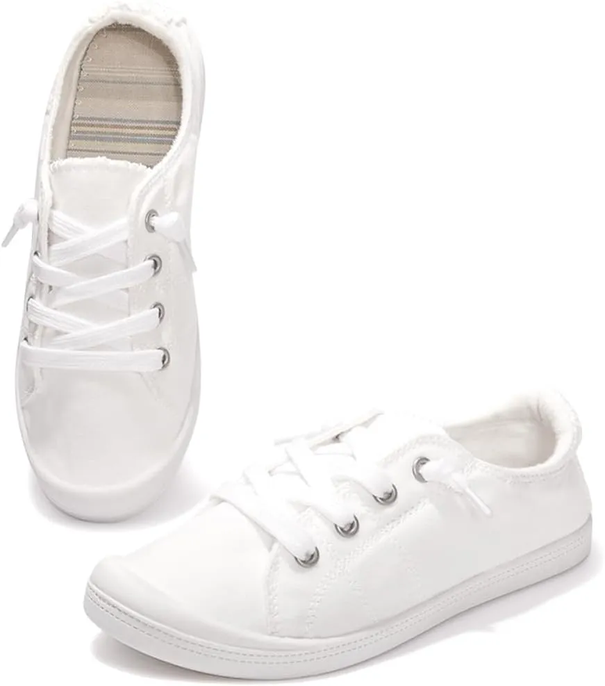 Vanessa Women's Slip On Canvas Shoes Low Top Fashion Sneakers Casual Flats Walking Shoes Comfy Loafers