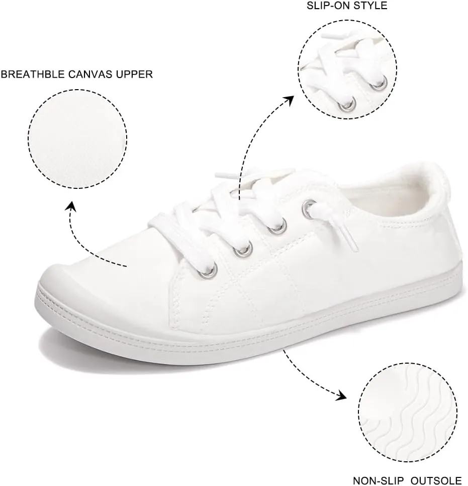 Vanessa Women's Slip On Canvas Shoes Low Top Fashion Sneakers Casual Flats Walking Shoes Comfy Loafers