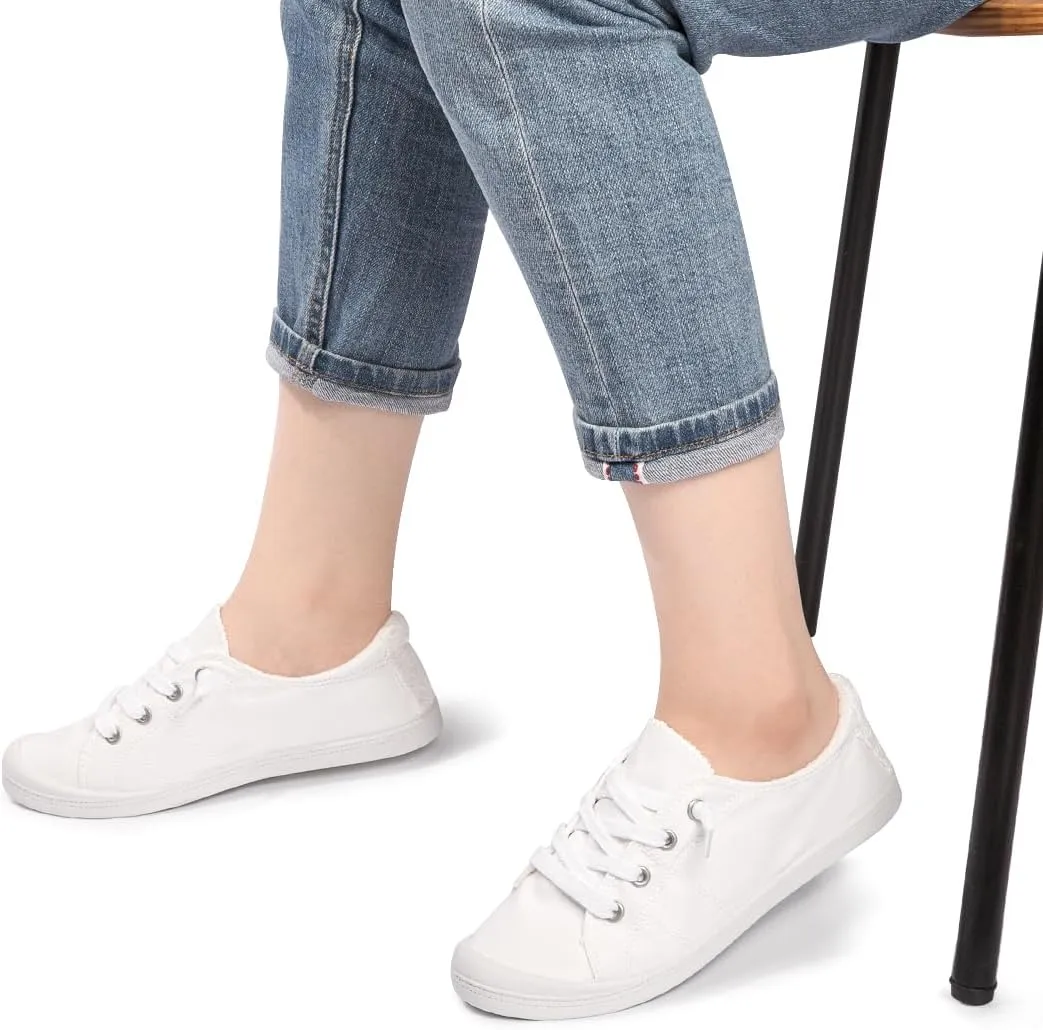 Vanessa Women's Slip On Canvas Shoes Low Top Fashion Sneakers Casual Flats Walking Shoes Comfy Loafers