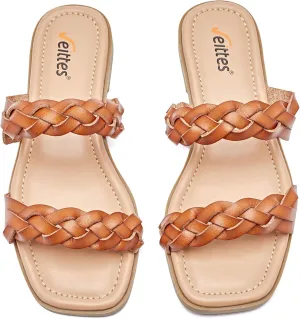 Veittes Women's Flat Slide Sandals - Casual Classic Simple Strappy Slip on Flat Summer Sandals.