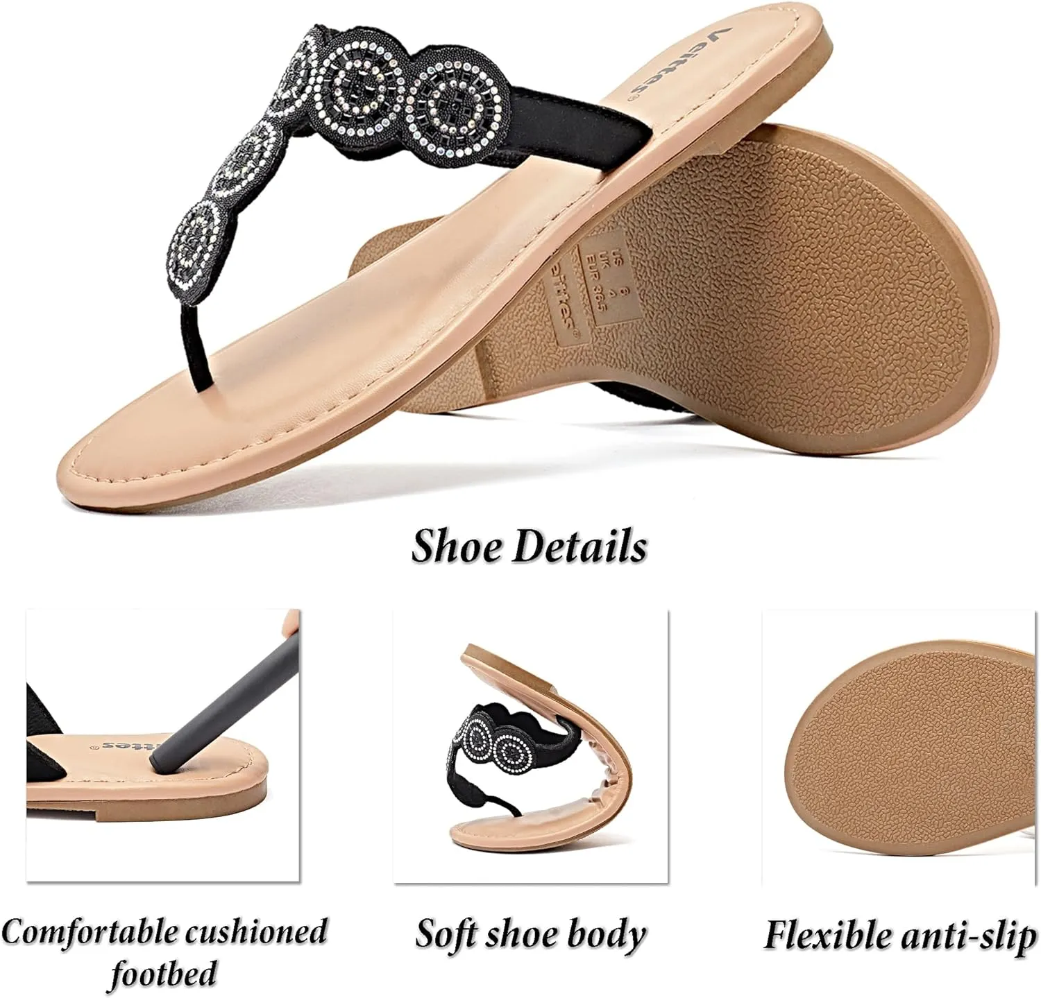 Veittes Women's Flat Slide Sandals - Comfort Casual Criss Cross Flat Summer Shoes.
