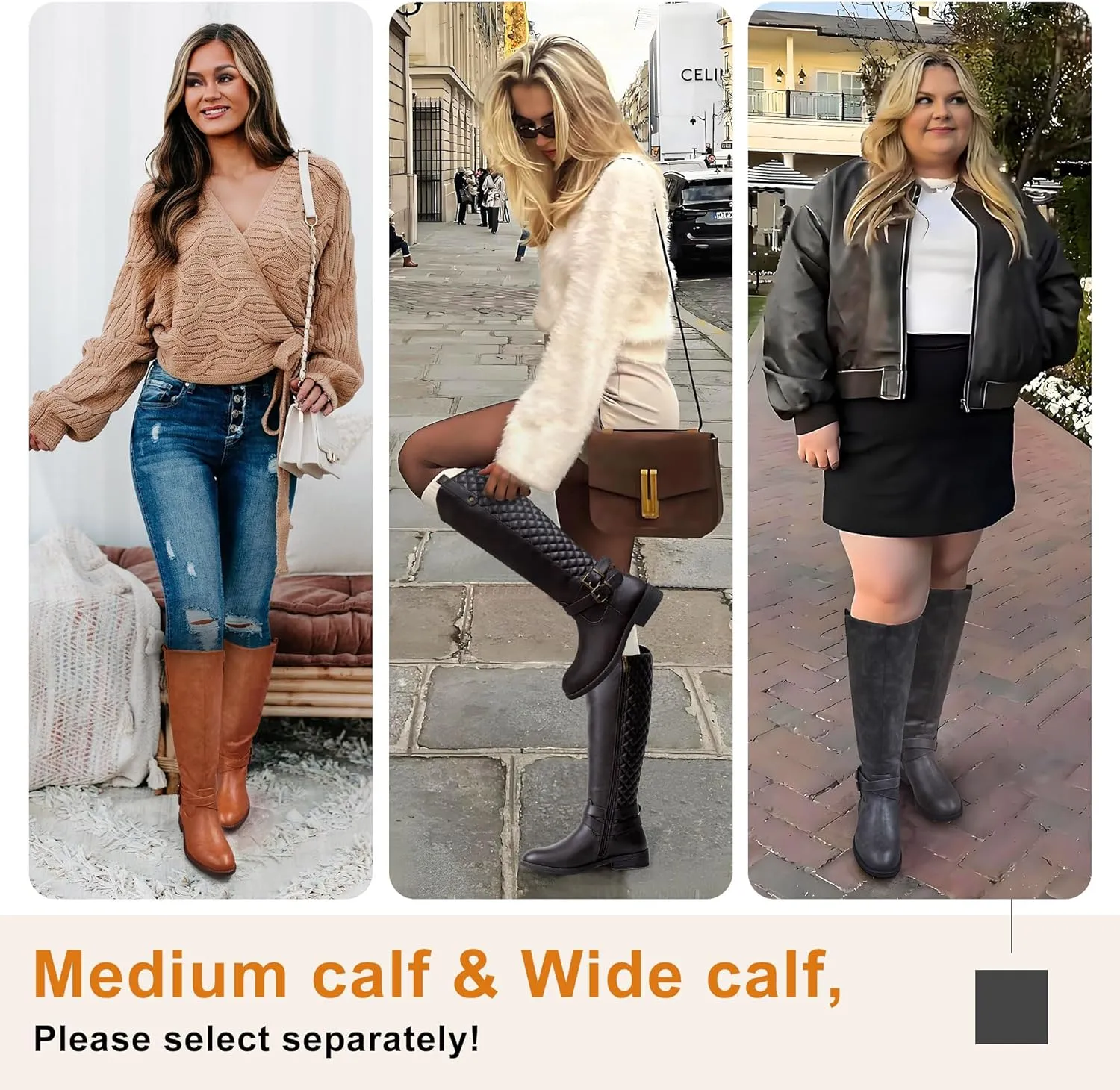 Vepose Women's 949 Knee High Boots,Tall Riding Boots Low Heel with Wide Calf