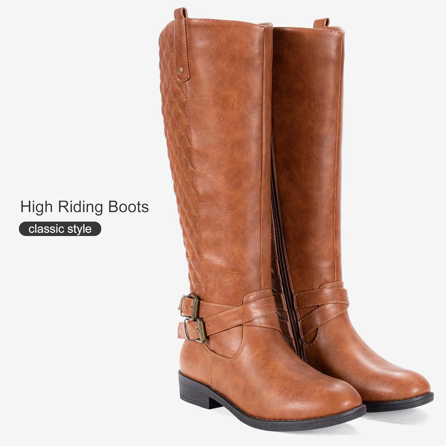 Vepose Women's 949 Knee High Boots,Tall Riding Boots Low Heel with Wide Calf