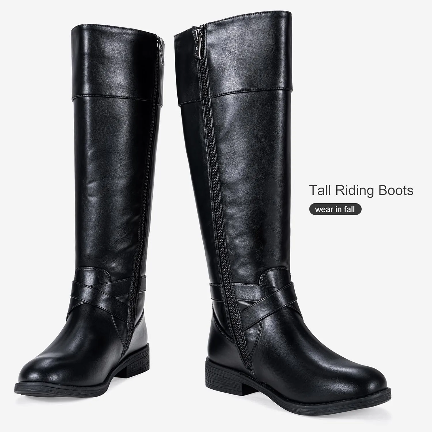 Vepose Women's 949 Knee High Boots,Tall Riding Boots Low Heel with Wide Calf