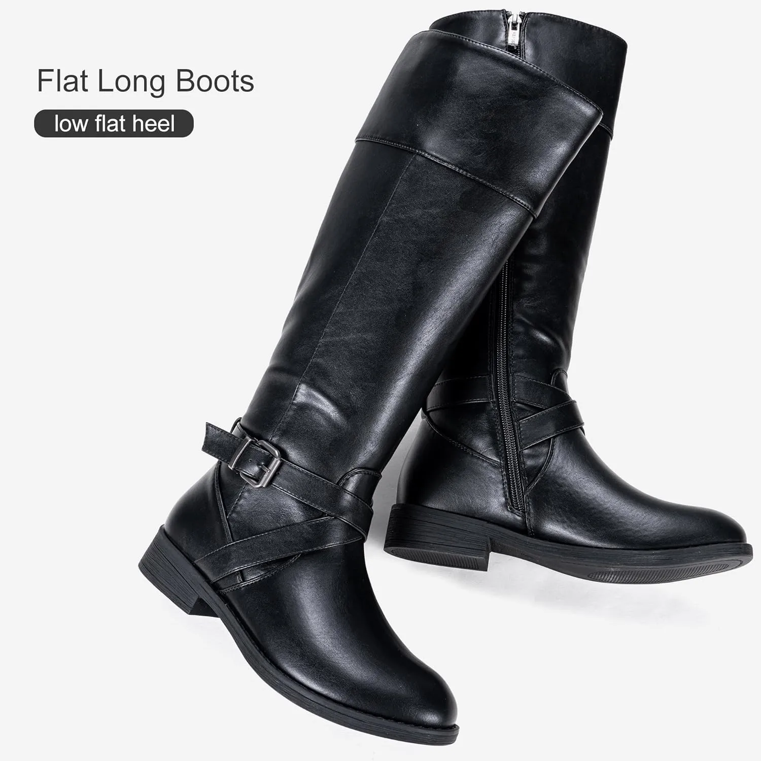 Vepose Women's 949 Knee High Boots,Tall Riding Boots Low Heel with Wide Calf