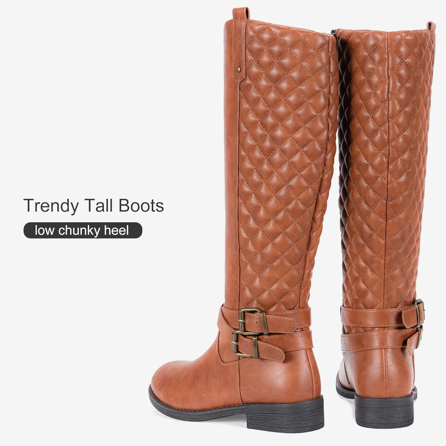 Vepose Women's 949 Knee High Boots,Tall Riding Boots Low Heel with Wide Calf