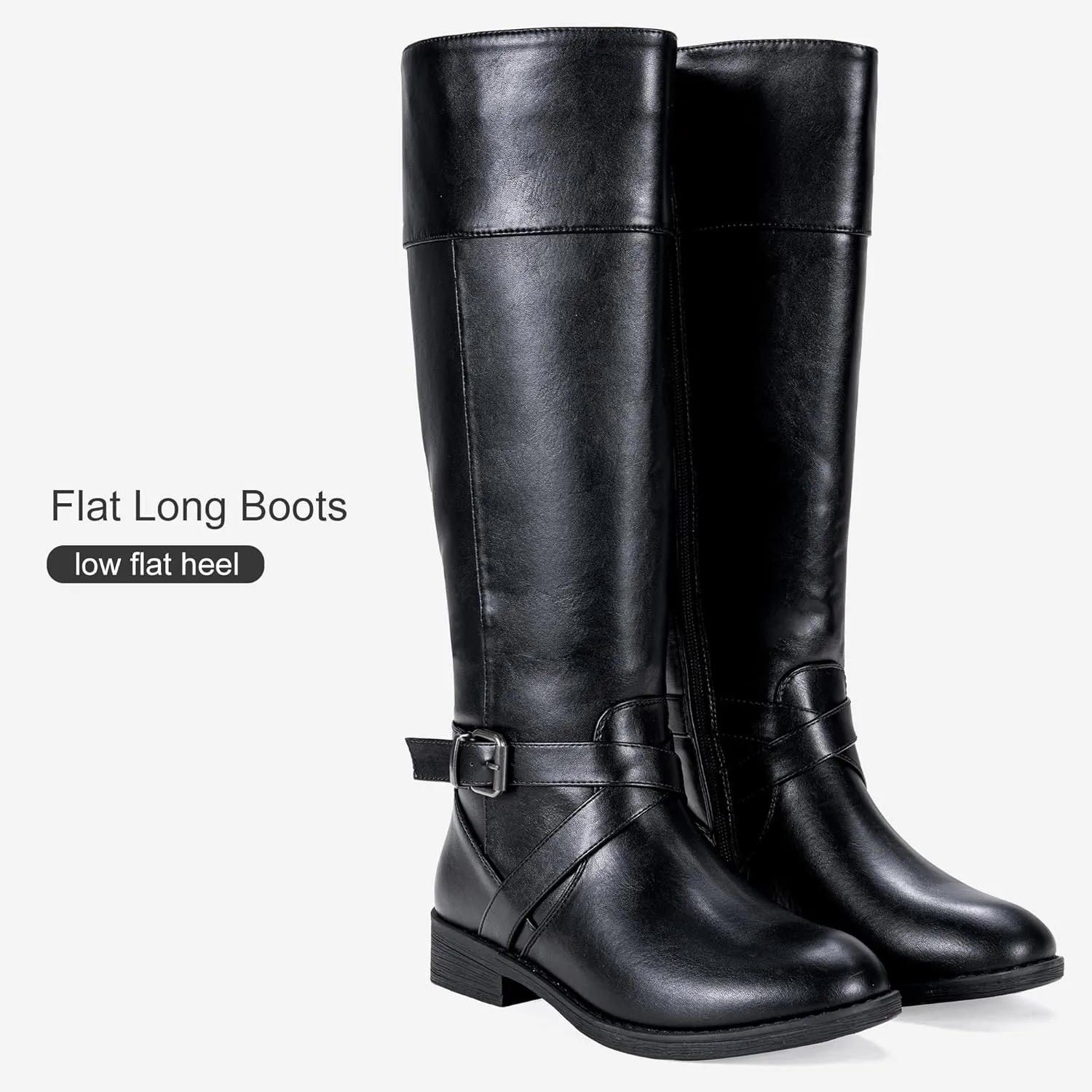 Vepose Women's 949 Knee High Boots,Tall Riding Boots Low Heel with Wide Calf