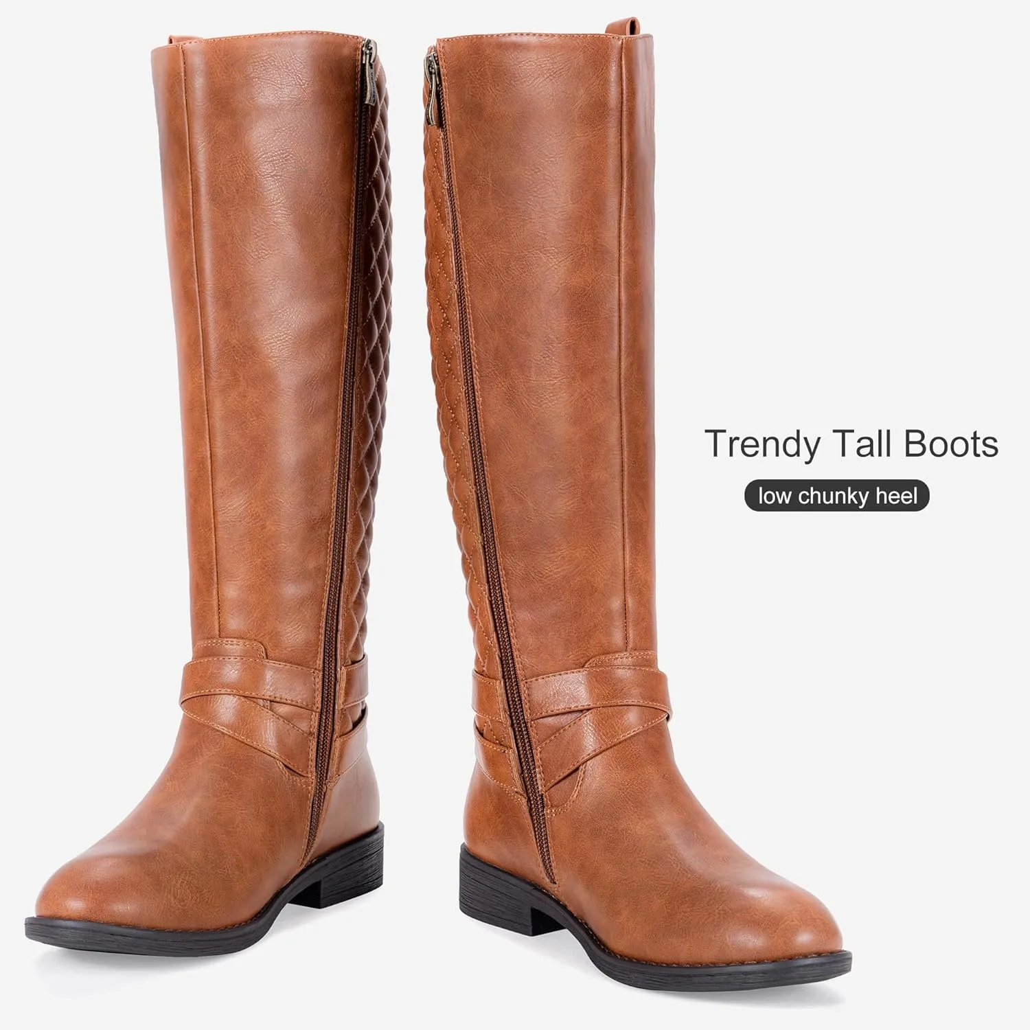 Vepose Women's 949 Knee High Boots,Tall Riding Boots Low Heel with Wide Calf