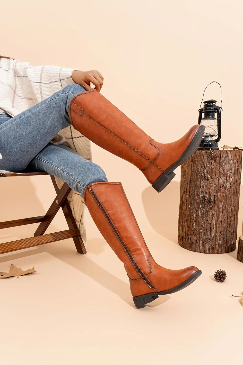 Vepose Women's Knee High Boots 956 Wide Calf Zipper Tall Fashion Boots