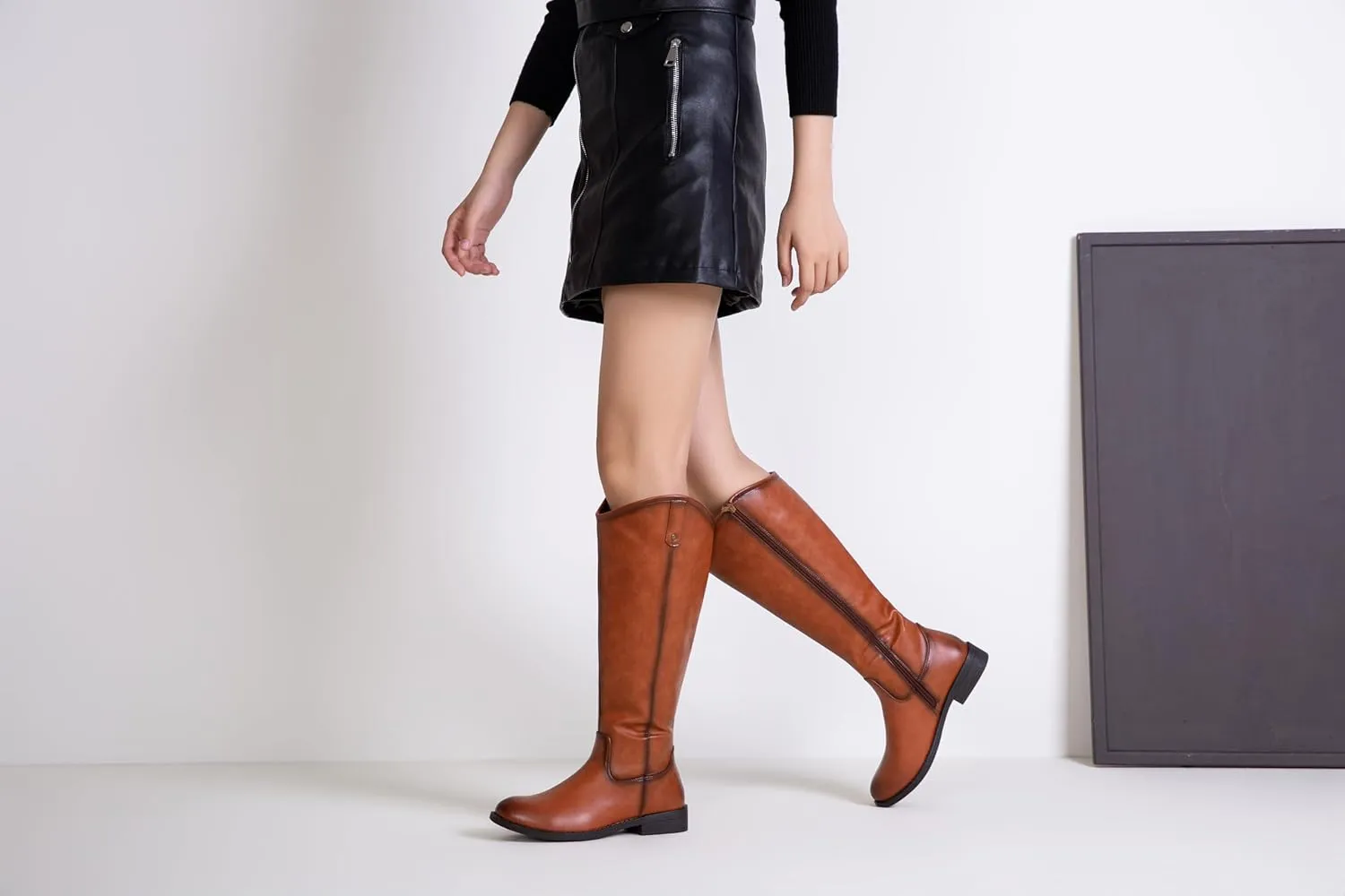 Vepose Women's Knee High Boots 956 Wide Calf Zipper Tall Fashion Boots