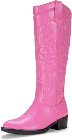 Vepose Womens Tall Cowboy Boots Knee High Cowgirl Low Heel Comfy Boots for Ladies
