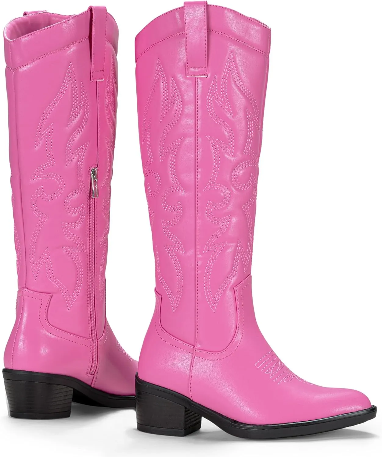 Vepose Womens Tall Cowboy Boots Knee High Cowgirl Low Heel Comfy Boots for Ladies