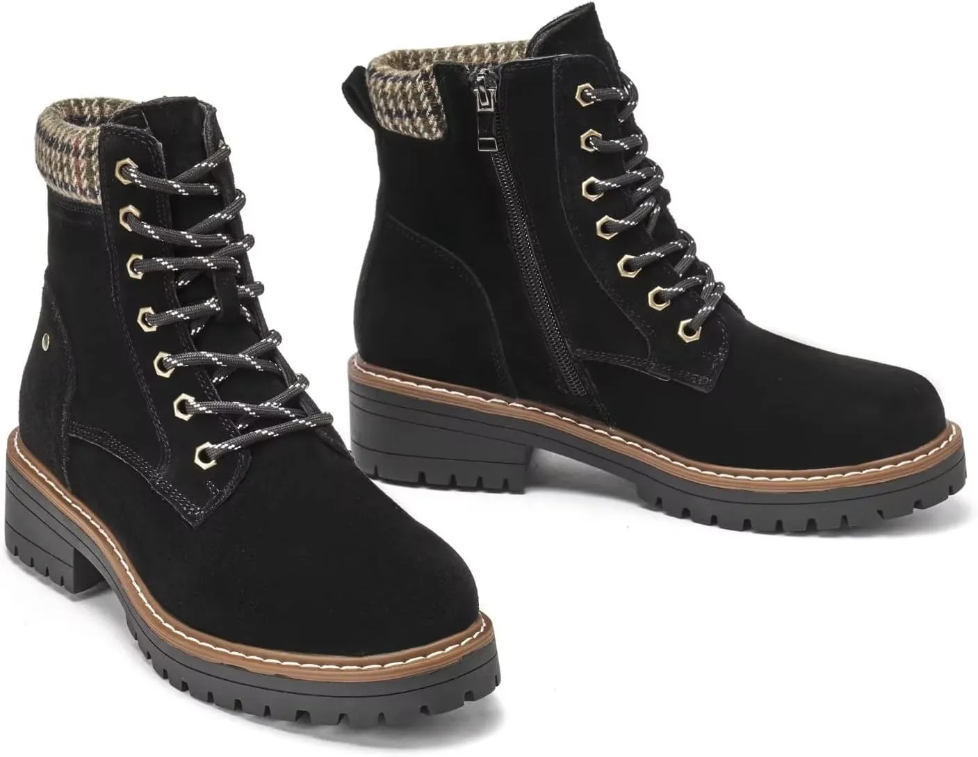 VERDASCO Womens Boots Ladies Casual Water-Resistant Lace Up With Zipper Inside Boots Fashion Round Toe Lug Sole Ankle Boots&Booties for Women