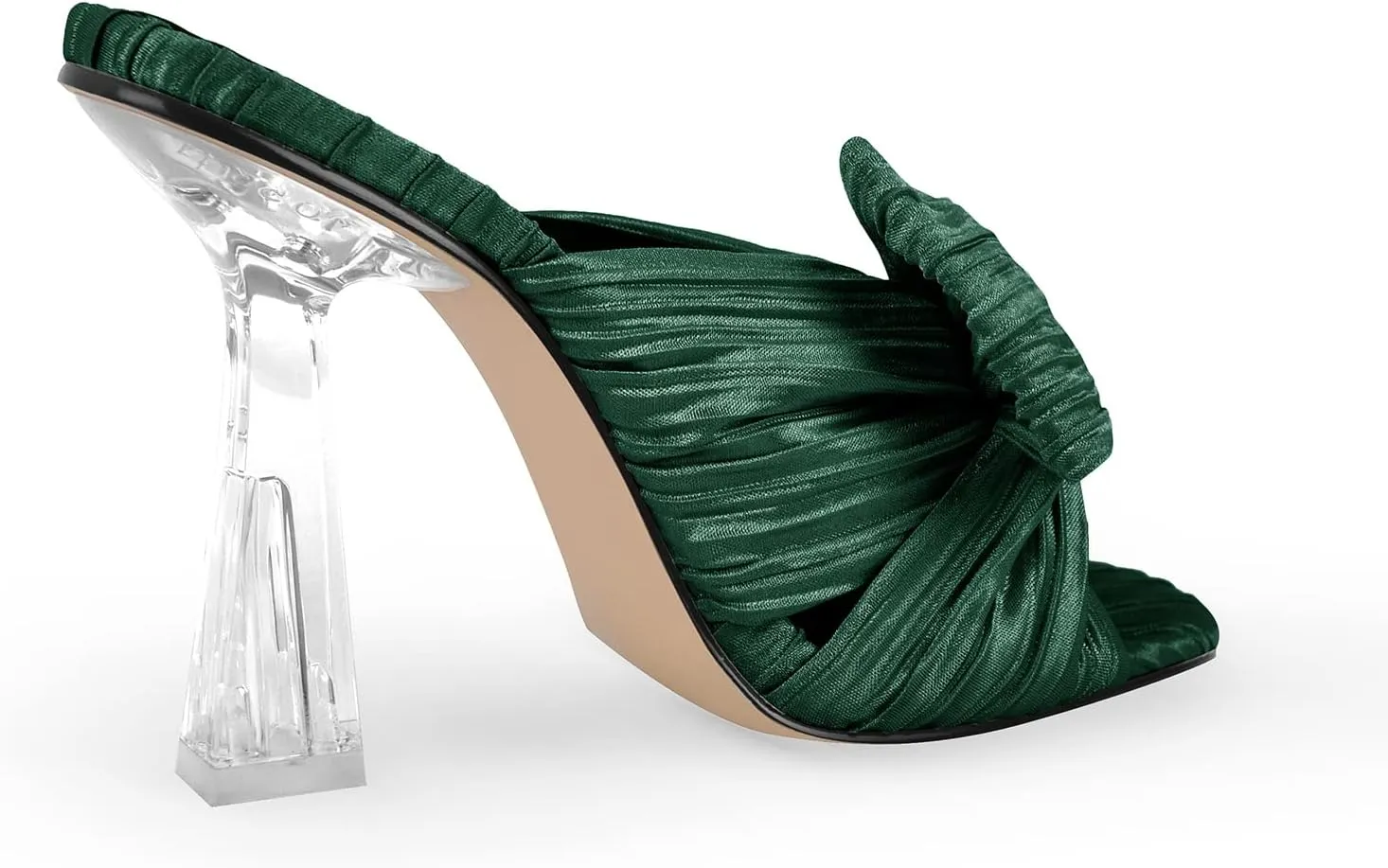 VERISSON Open Toe Mule Bows Band Clear Block High Heels Summer Shoes for Wedding Party