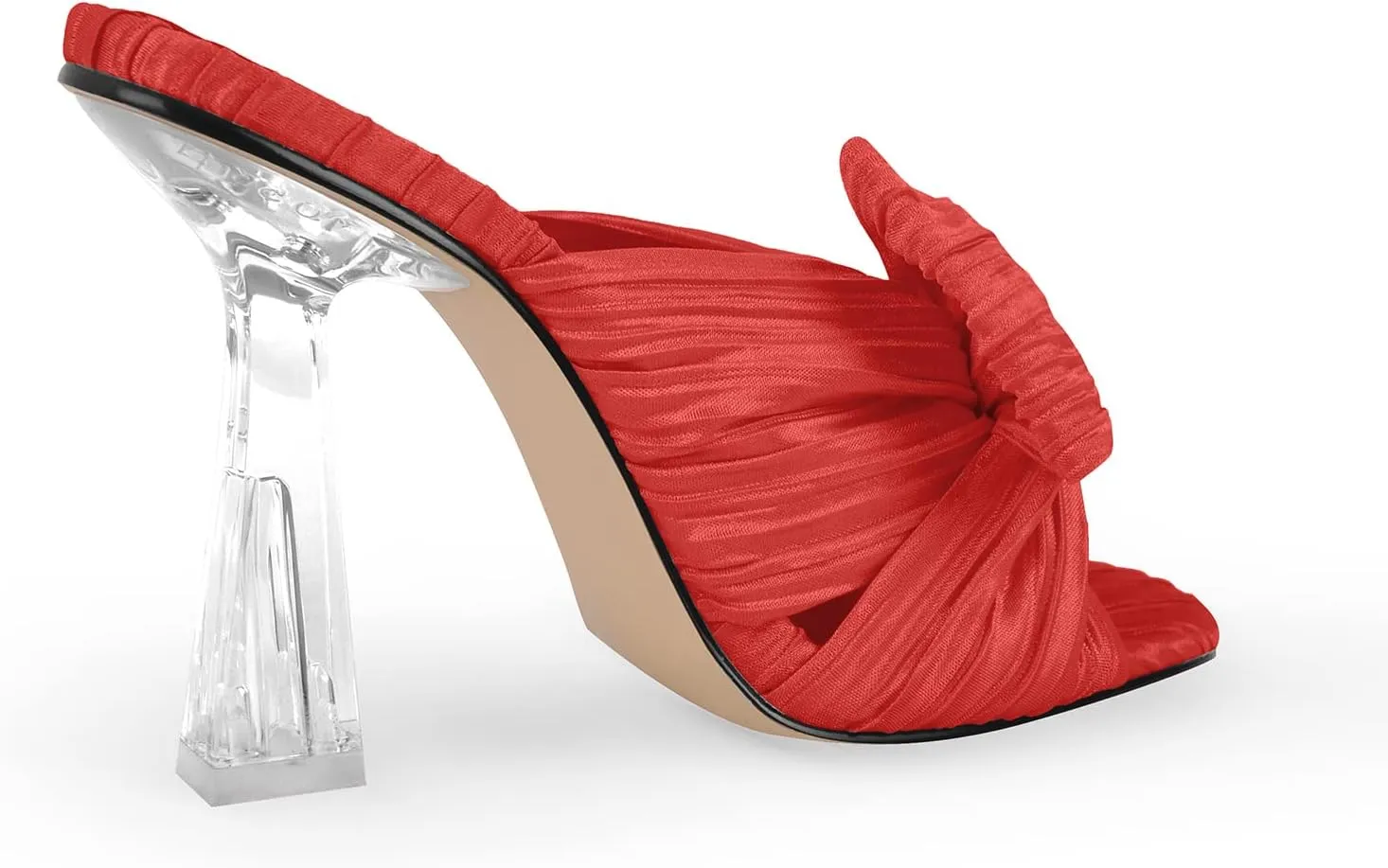 VERISSON Open Toe Mule Bows Band Clear Block High Heels Summer Shoes for Wedding Party