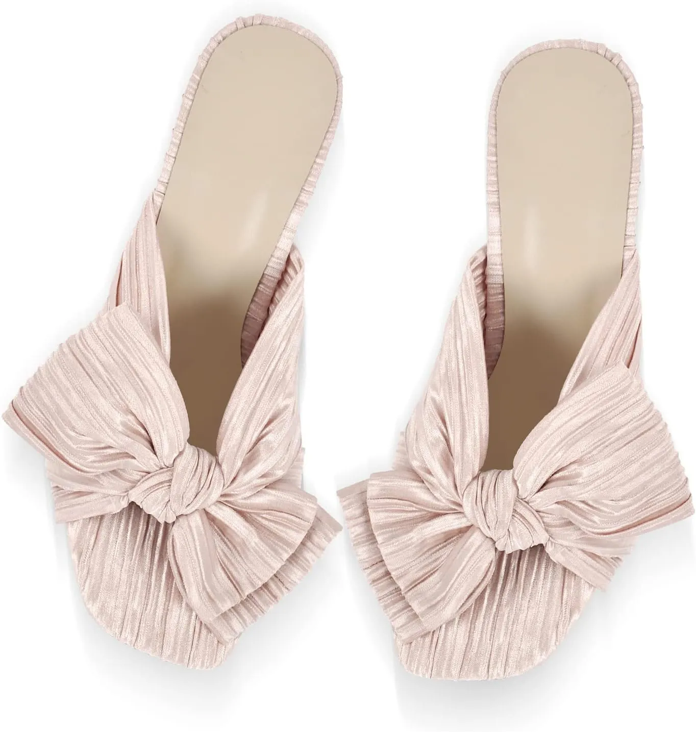 VERISSON Open Toe Mule Bows Band Clear Block High Heels Summer Shoes for Wedding Party