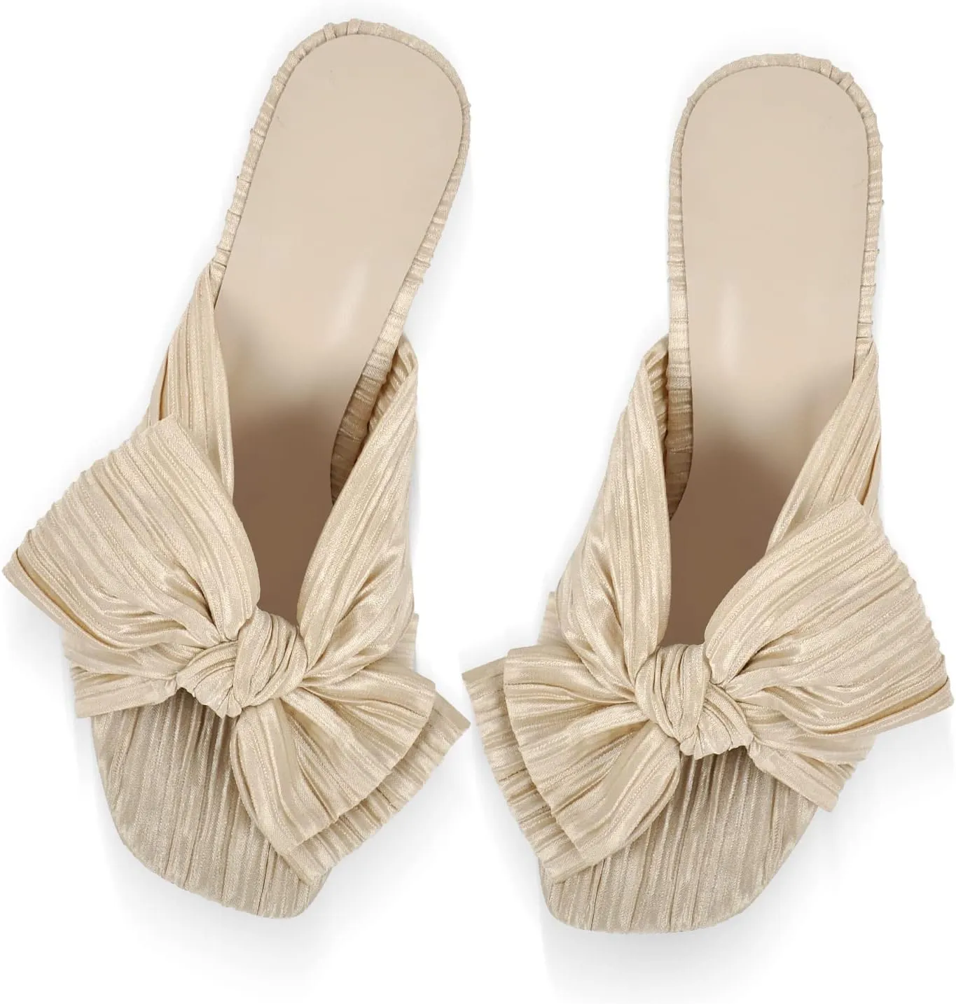VERISSON Open Toe Mule Bows Band Clear Block High Heels Summer Shoes for Wedding Party