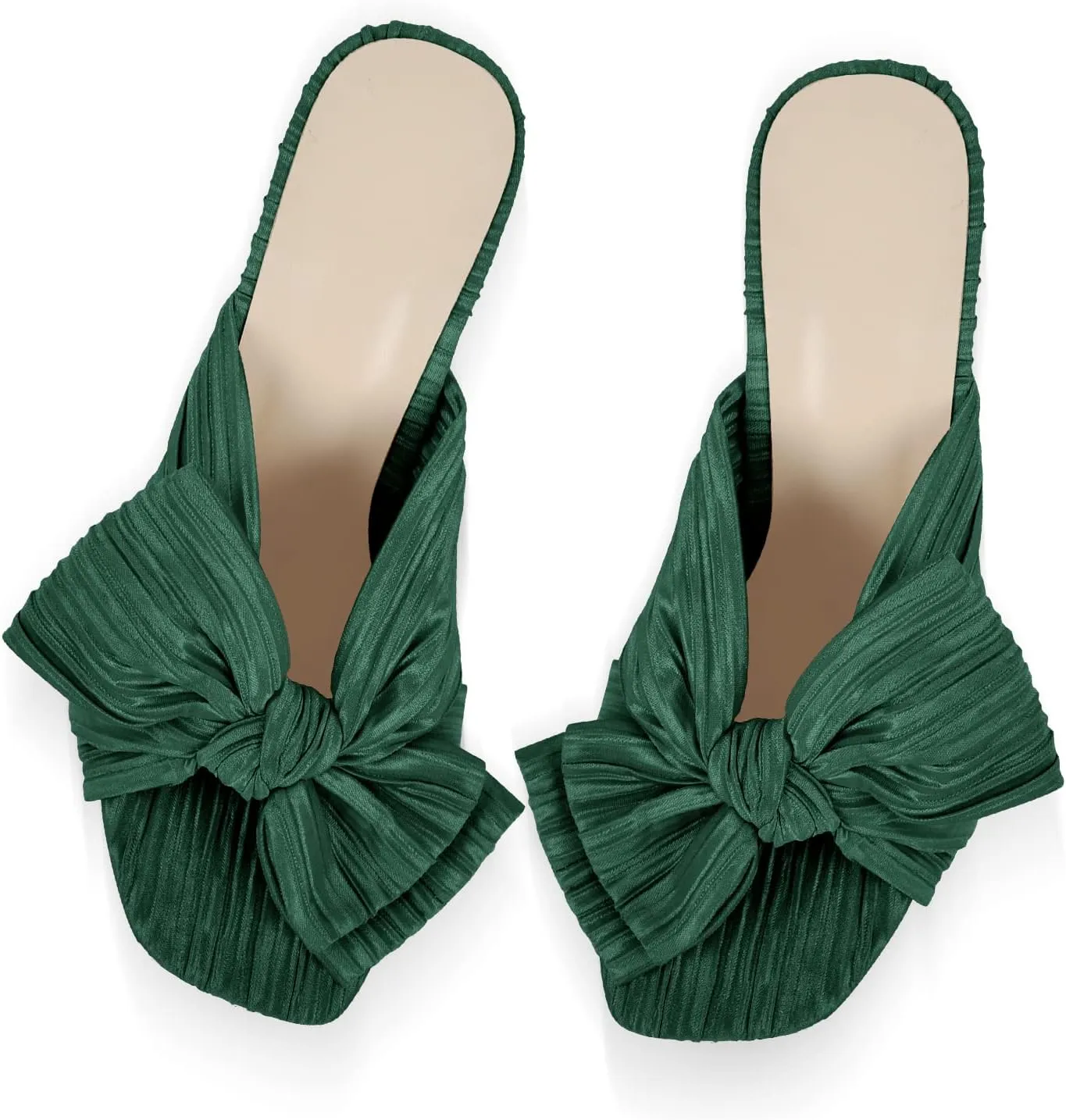 VERISSON Open Toe Mule Bows Band Clear Block High Heels Summer Shoes for Wedding Party
