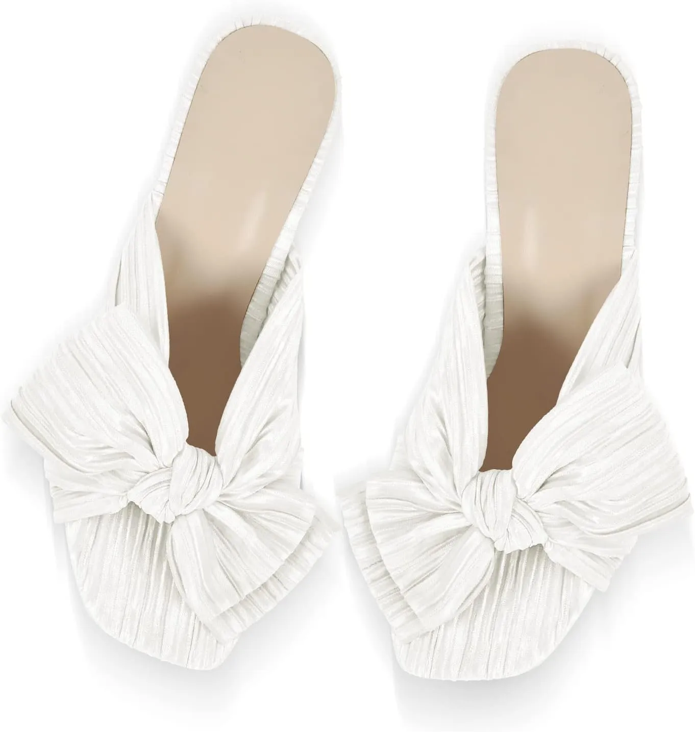 VERISSON Open Toe Mule Bows Band Clear Block High Heels Summer Shoes for Wedding Party