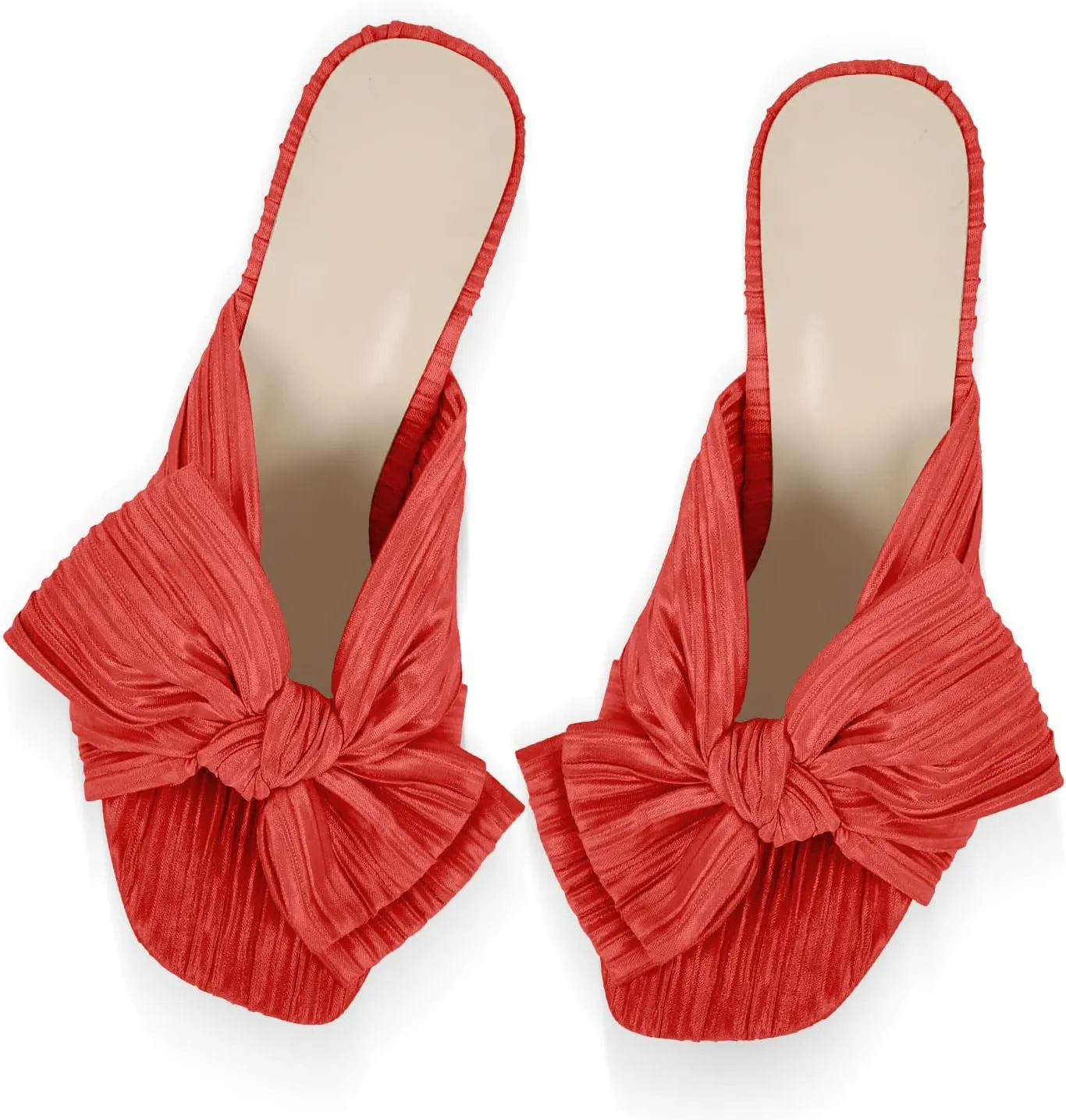 VERISSON Open Toe Mule Bows Band Clear Block High Heels Summer Shoes for Wedding Party