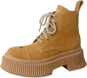Vertundy Women Chunky Lace Up Ankle Boots Platform Combat booties Round Toe Chelsea Boots