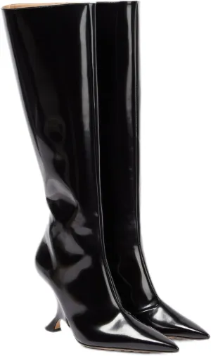 Vertundy Women's High Heel Mid Calf Boots Western Cowboy Cowgirl Booties Sexy Pointed Toe Wide Calf Cowgirl Boots with Metal Buckle