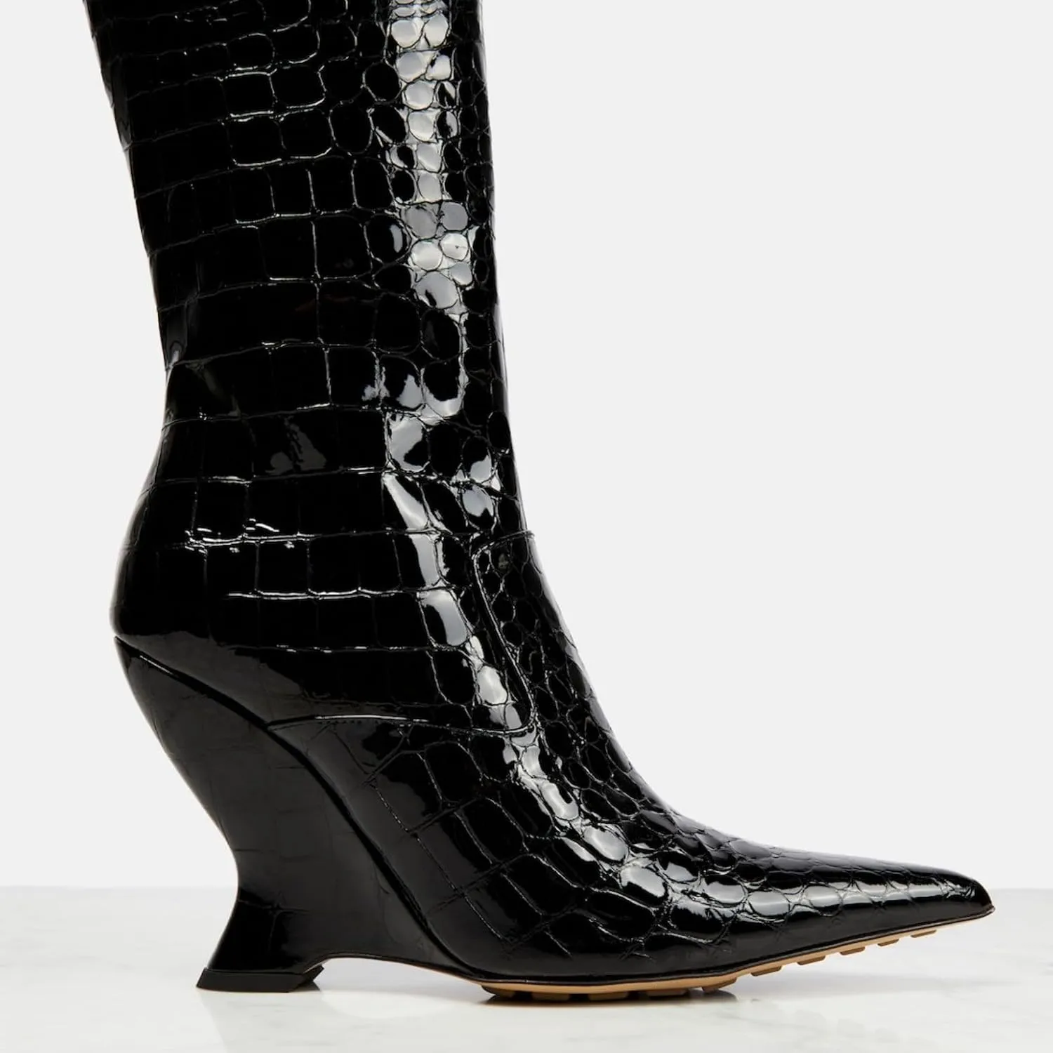Vertundy Women's High Heel Mid Calf Boots Western Cowboy Cowgirl Booties Sexy Pointed Toe Wide Calf Cowgirl Boots with Metal Buckle